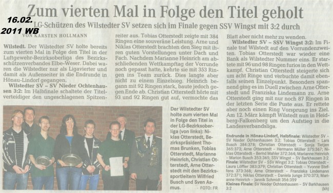 Bericht aus dem Wümmeblatt zum Bezirksoberligafinale 2011
