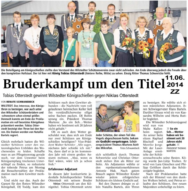 Bericht aus der Zevener Zeitung von Pfingsten 2014