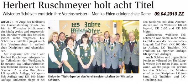 Bericht aus der Zevener Zeitung von der Vereinsmeisterschaft 2010